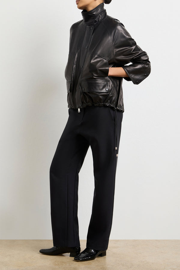 Brandon Maxwell The Harper Balloon Jacket In Black Nappa Leather