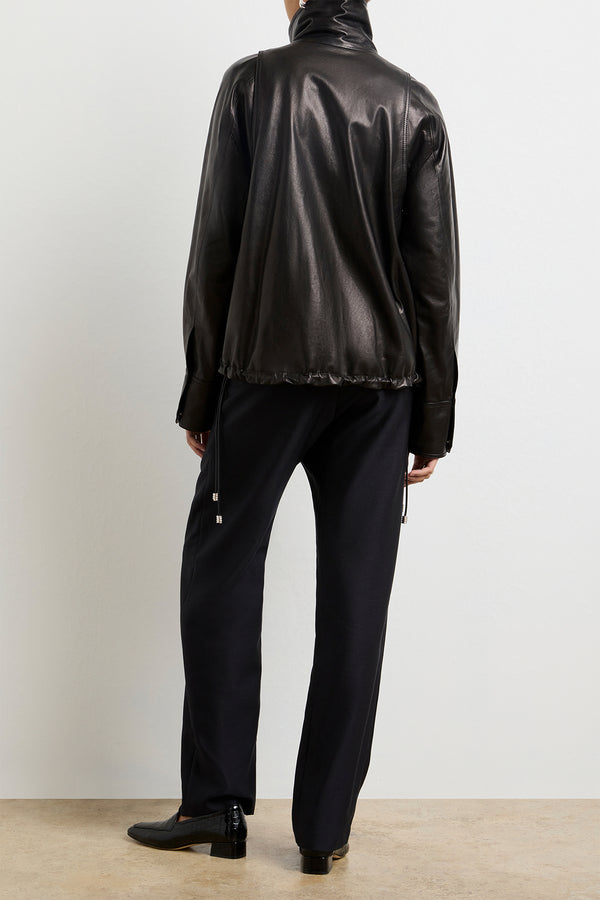 Brandon Maxwell The Harper Balloon Jacket In Black Nappa Leather
