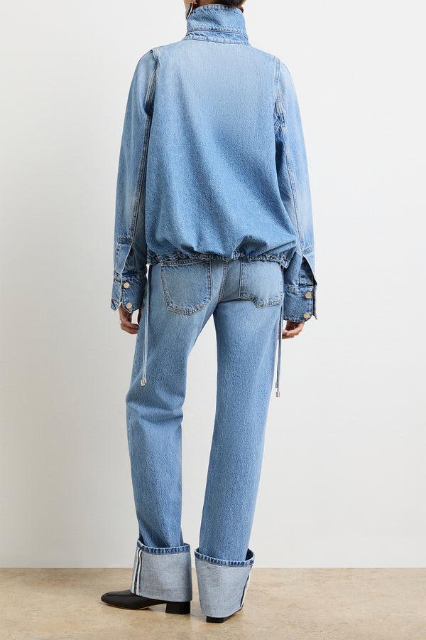 Brandon Maxwell The Harper Balloon Jacket In Vintage Wash Denim