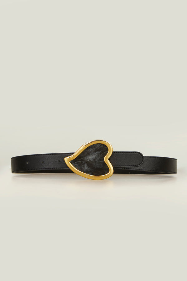 brandon maxwell The Heart Belt in Black Nappa Leather