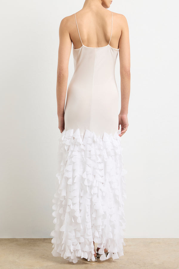 Brandon Maxwell The Jacqueline Embroidered Silk Slip Dress In White