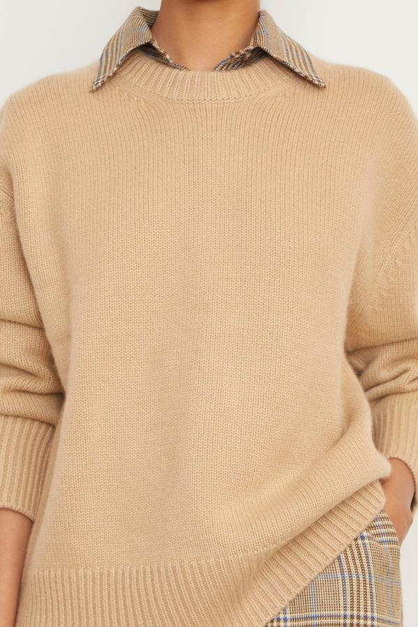 Brandon Maxwell The Joanna Cashmere Crewneck In Camel