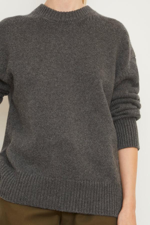 Brandon Maxwell The Joanna Cashmere Crewneck In Grey