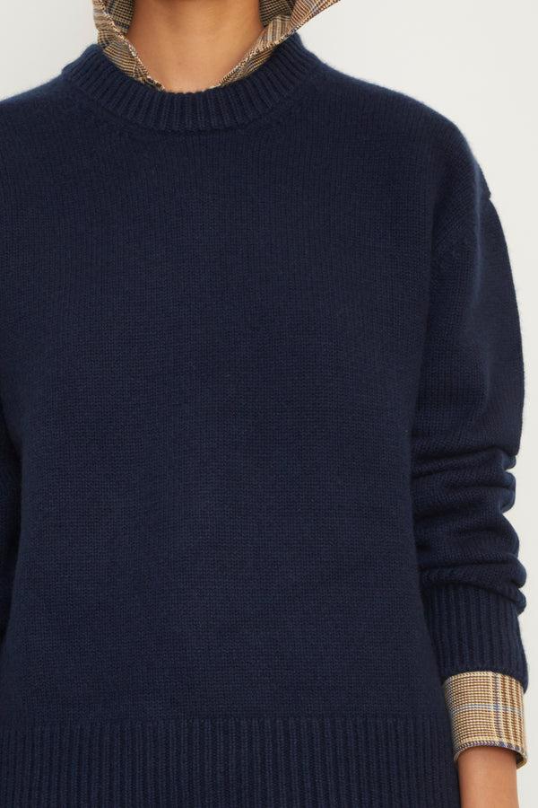 Brandon Maxwell The Joanna Cashmere Crewneck In Navy