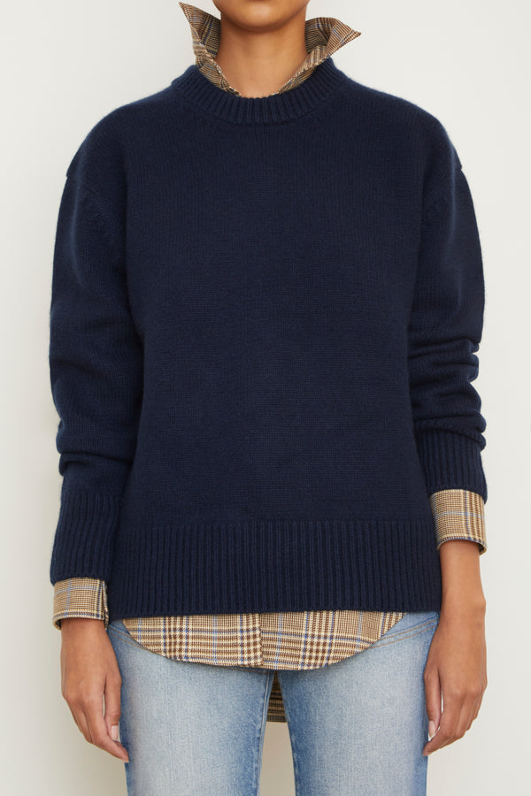 brandon maxwell The Joanna Cashmere Crewneck in Navy