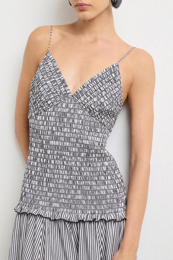 brandon Maxwell The Josie Dress In Black And White Striped Cotton