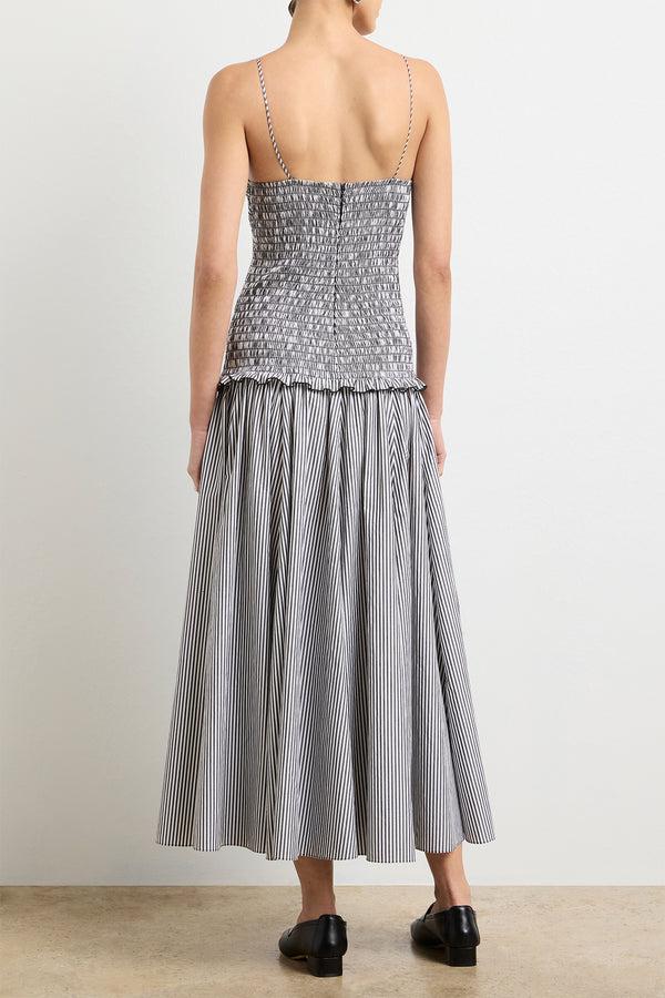 brandon Maxwell The Josie Dress In Black And White Striped Cotton