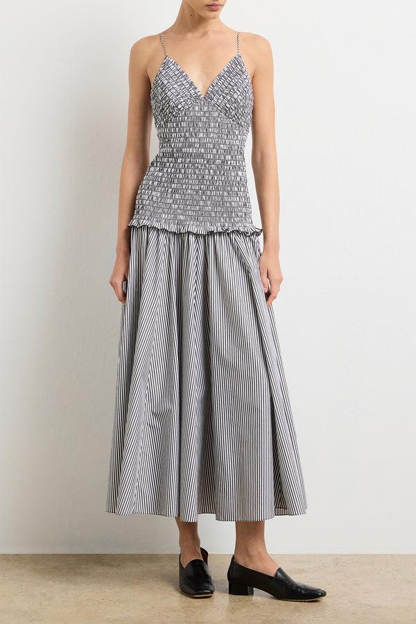 brandon maxwell The Josie Dress in Black and White Striped Cotton