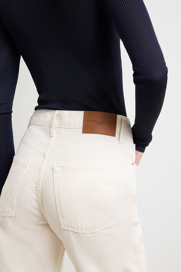 Brandon Maxwell The Julia Straight Leg Denim In Ecru
