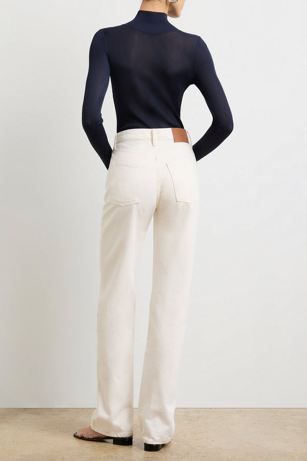 Brandon Maxwell The Julia Straight Leg Denim In Ecru