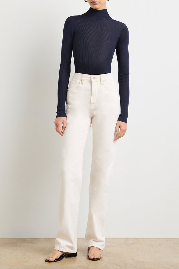 brandon maxwell The Julia Straight Leg Denim in Ecru