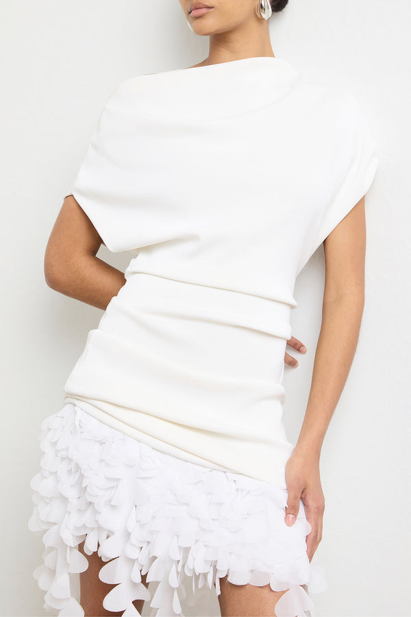 Brandon Maxwell The Kayla Draped Mini Dress In White