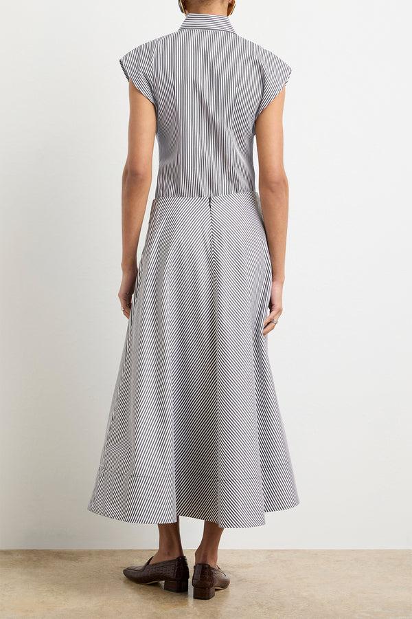 Brandon Maxwell The Knox Skirt In Black And White Striped Cotton