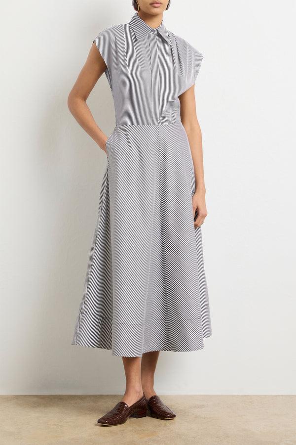 brandon maxwell The Knox Skirt in Black and White Striped Cotton