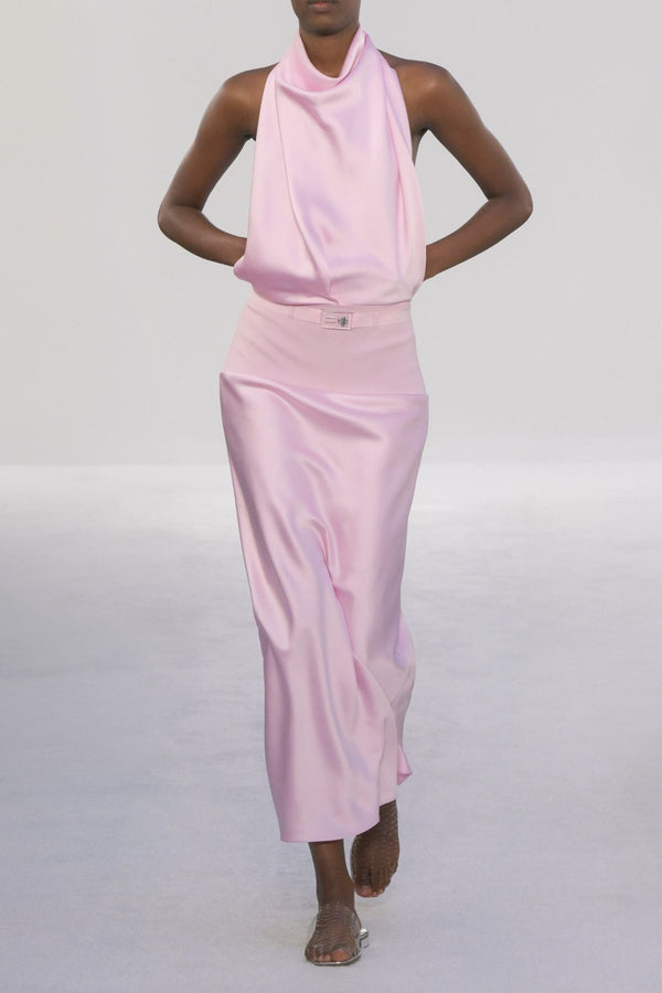 brandon maxwell The Larissa Midi Dress in Powder Pink