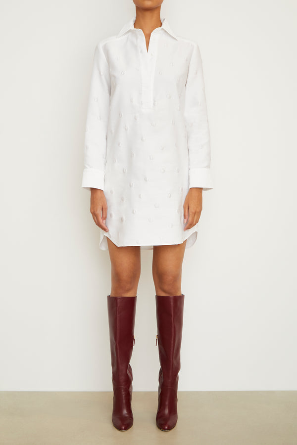 Brandon Maxwell The Lola Tunic Dress In White Polka Dot