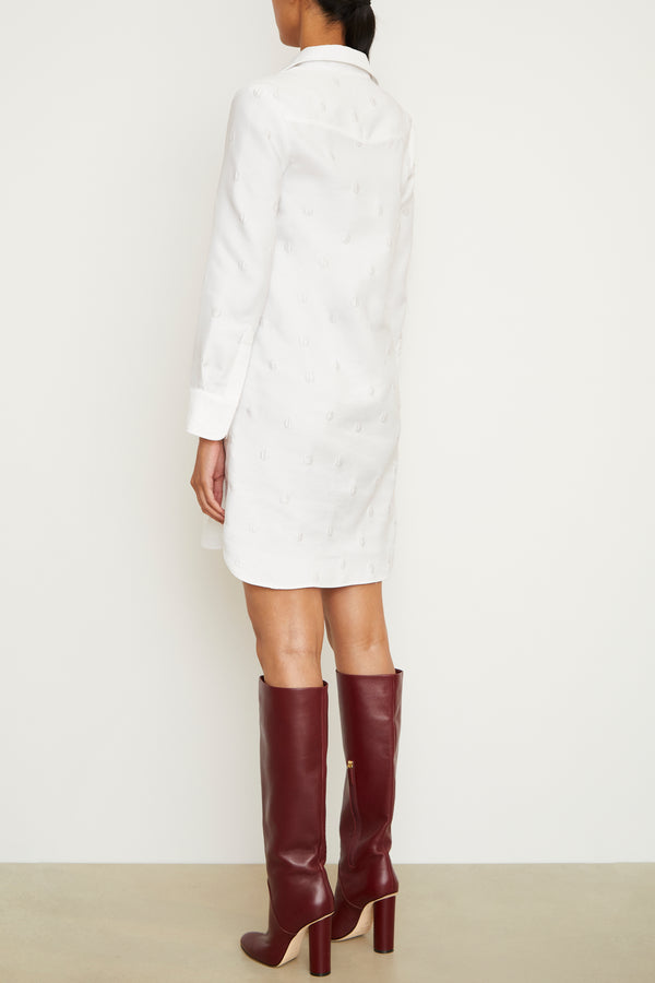 Brandon Maxwell The Lola Tunic Dress In White Polka Dot