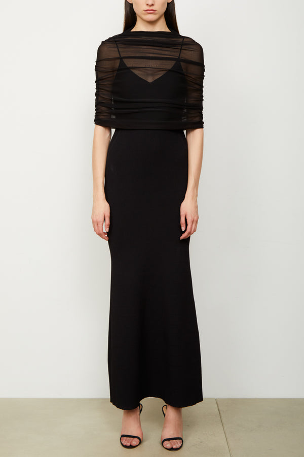 Brandon Maxwell The Maeve Ankle Length Ribbed Knit Dress In Black