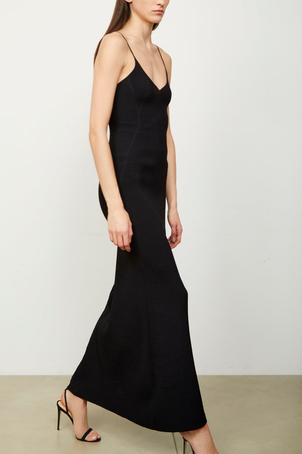 Brandon Maxwell The Maeve Ankle Length Ribbed Knit Dress In Black