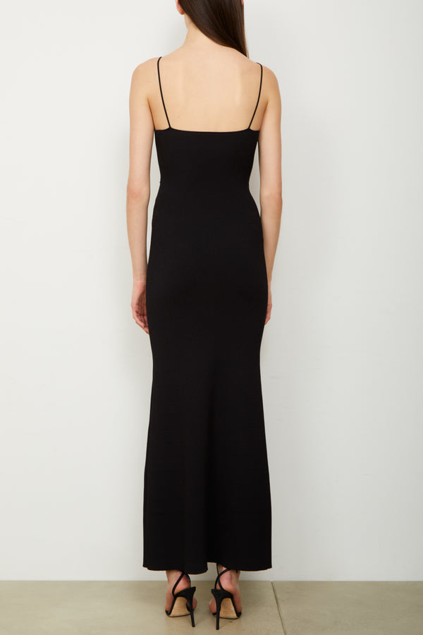 Brandon Maxwell The Maeve Ankle Length Ribbed Knit Dress In Black