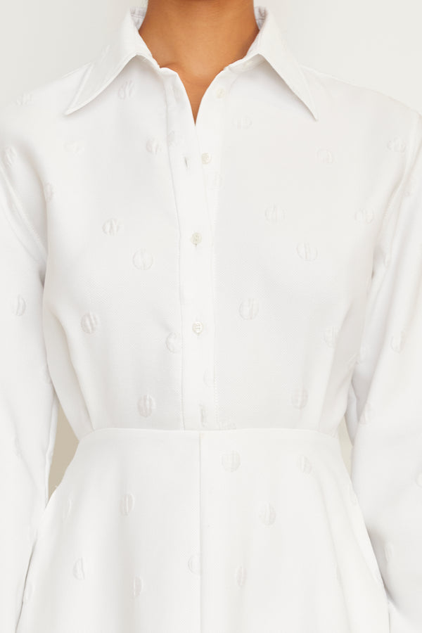 Brandon Maxwell The Maggie Shirtdress In White Polka Dot