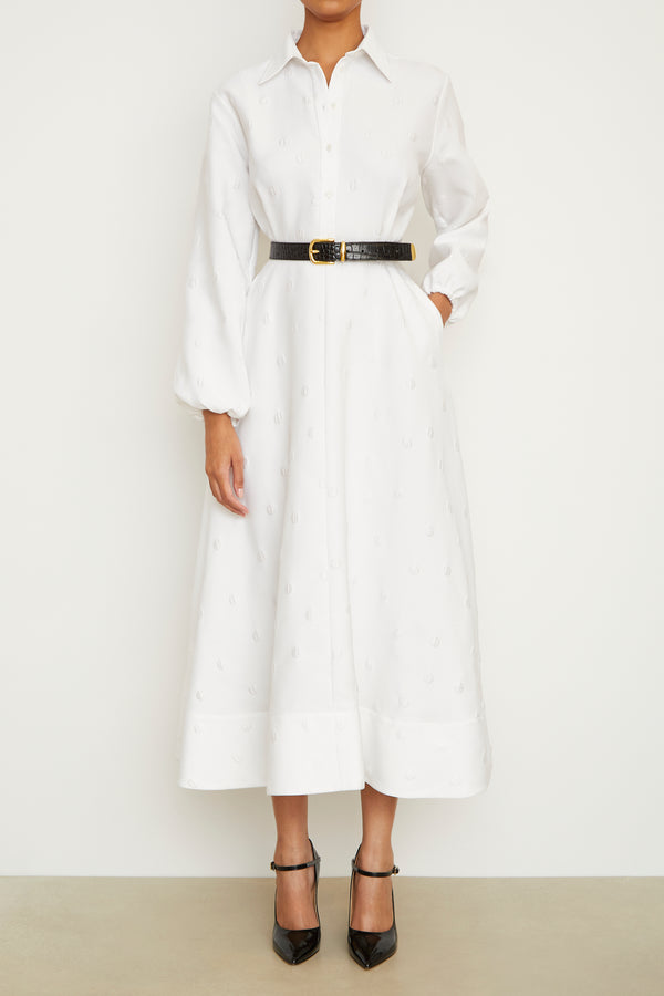 brandon maxwell The Maggie Shirtdress in White Polka Dot