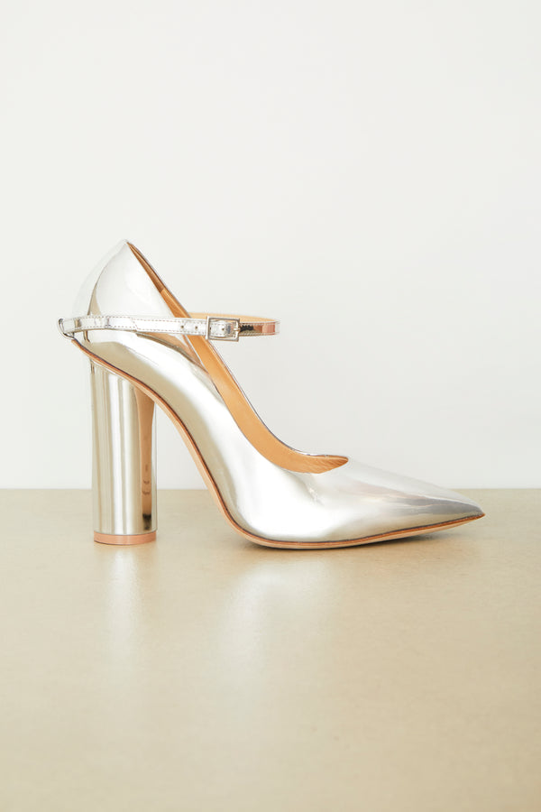 brandon maxwell The Mary Jane in Patent Leather Silver