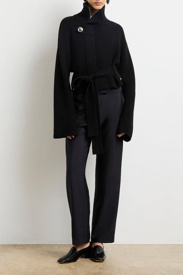 Brandon Maxwell The Neal Zip Sweater Jacket In Black Cashmere
