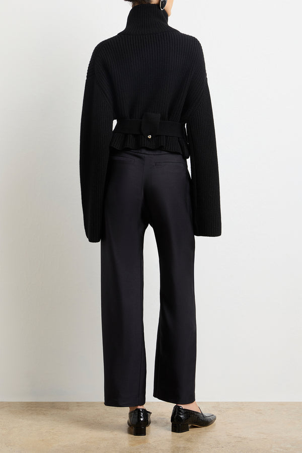 Brandon Maxwell The Neal Zip Sweater Jacket In Black Cashmere