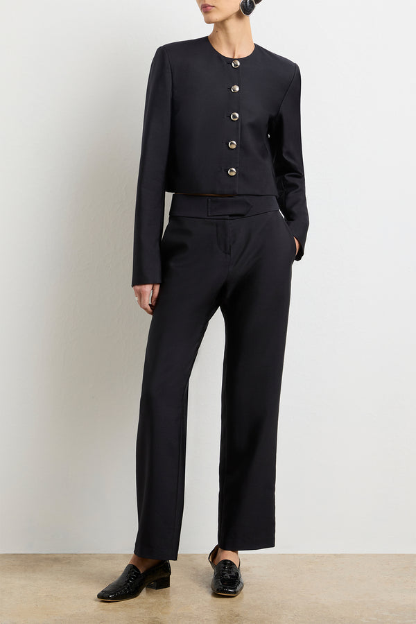 brandon maxwell The Phoenix Trouser in Black Silk Mikado
