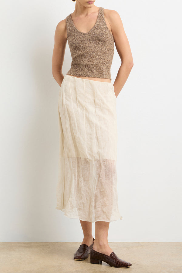 Brandon Maxwell The Reese Knit Tank In Marled Brown Silk Cashmere