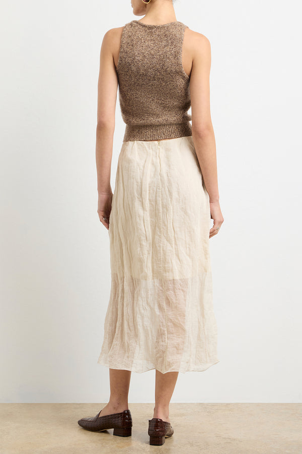 Brandon Maxwell The Reese Knit Tank In Marled Brown Silk Cashmere