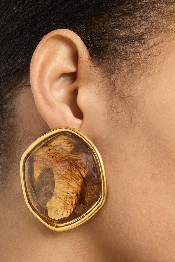 brandon maxwell The Resin Earrings in Amber and Gold