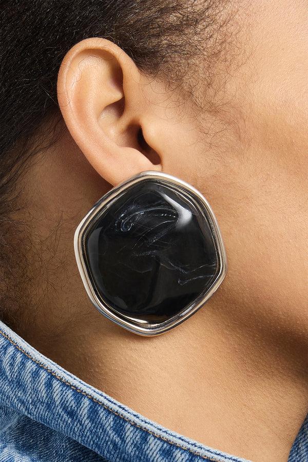 brandon maxwell The Resin Earrings in Black and Silver