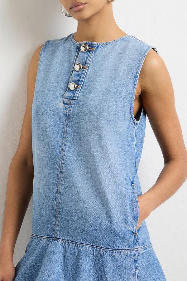 Brandon Maxwell The Rosie Denim Mini Dress In Vintage Wash