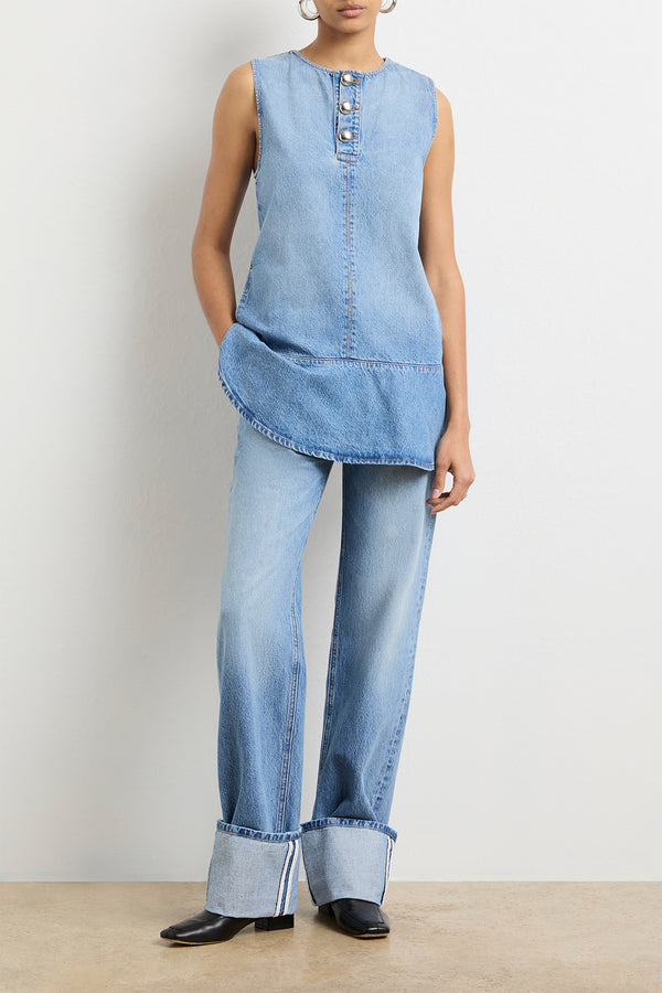 Brandon Maxwell The Rosie Denim Mini Dress In Vintage Wash