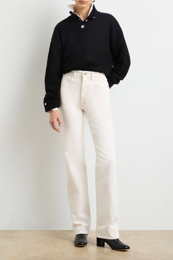 Brandon Maxwell The Rowe Cropped Henley In Black Cashmere