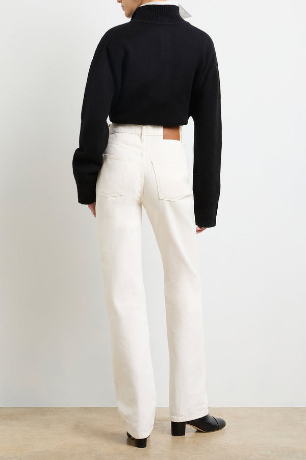 Brandon Maxwell The Rowe Cropped Henley In Black Cashmere