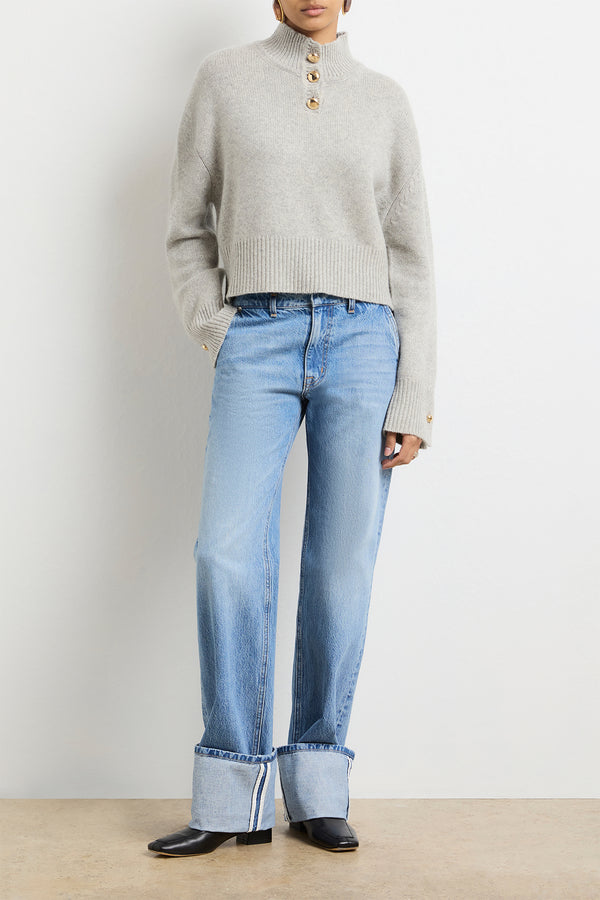 brandon maxwell The Rowe Cropped Henley in Foggy Cashmere