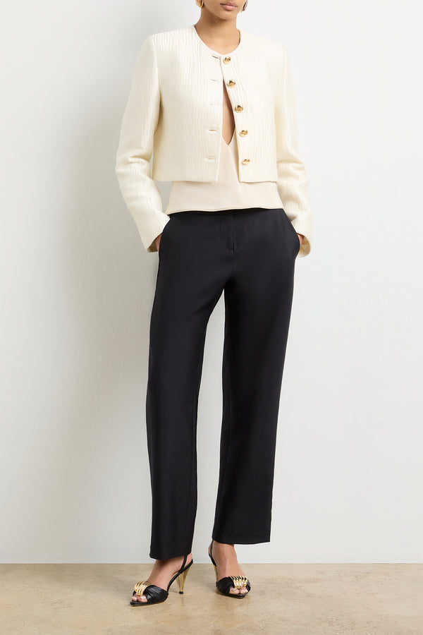 Brandon Maxwell The Ryder Box Jacket In Pearl Sponge Silk