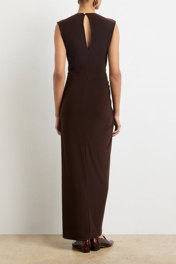 Brandon Maxwell The Serena Draped Jersey Dress In Espresso