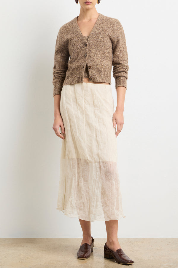 Brandon Maxwell The Sloane Cardigan In Marled Brown Silk Cashmere