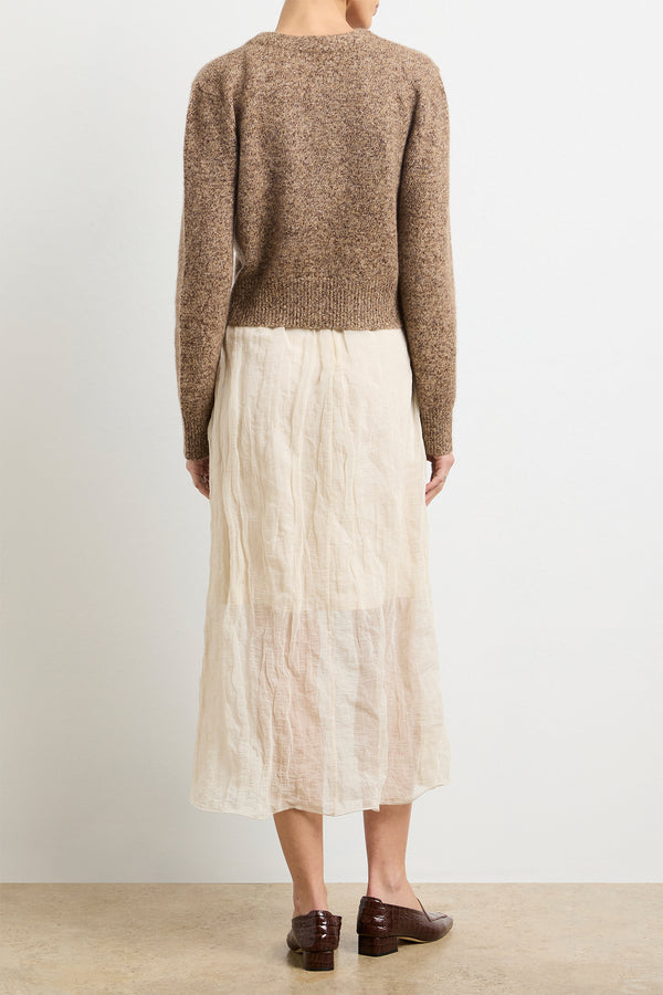 Brandon Maxwell The Sloane Cardigan In Marled Brown Silk Cashmere