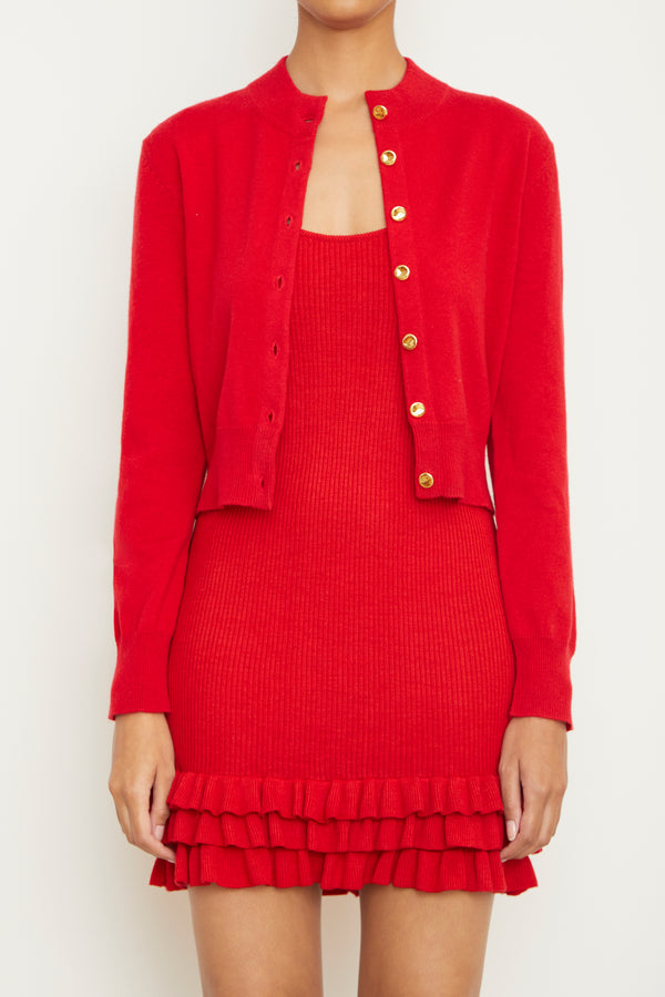 Brandon Maxwell The Sutter Cashmere Mini Dress In Red