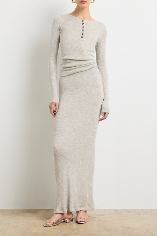 brandon maxwell The Tilda Jersey Henley Dress in Heather Grey