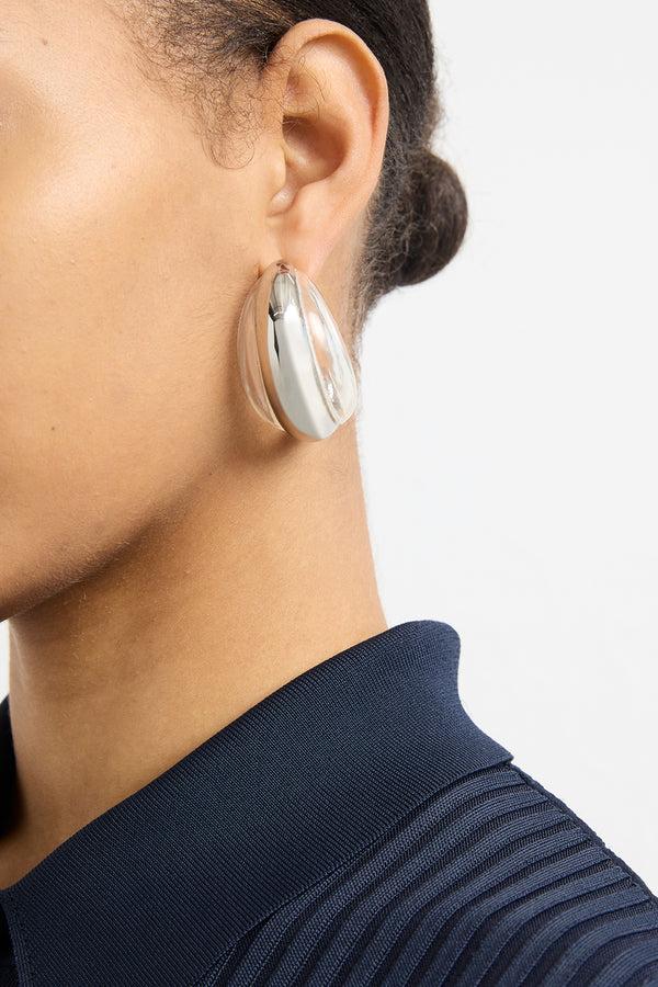 Brandon Maxwell The Transluscent Hoop Earring In Silver