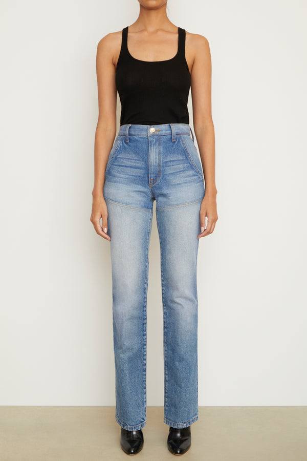 Brandon Maxwell The Wyatt Two Toned Denim In Indigo And Vintage Blue