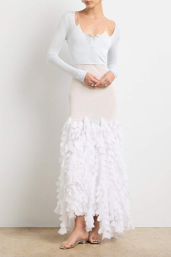 brandon maxwell The Wylder Cropped Henley in Ice Melt