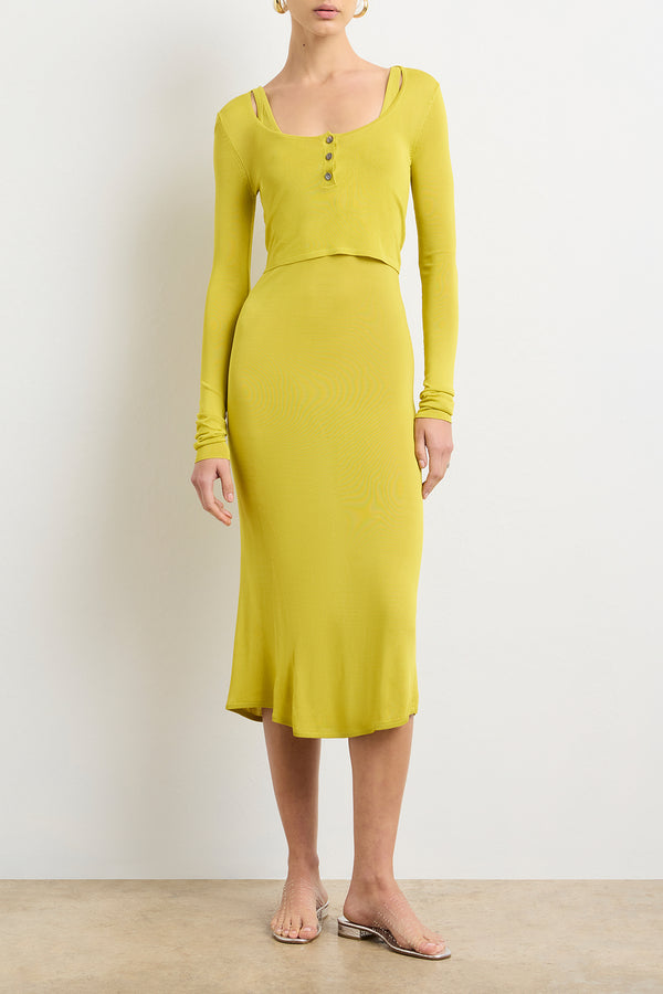 Brandon Maxwell The Wylder Cropped Henley In Olive Oil