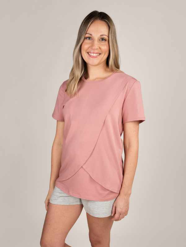 bravado designs Short Sleeve Nursing Top Roseclay